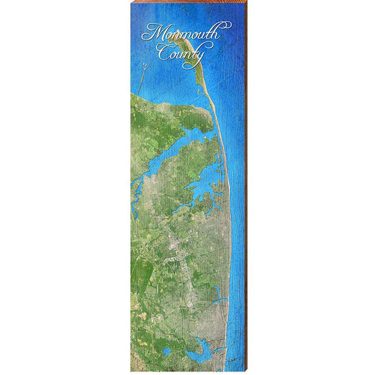 Monmouth County Map Home Decor Art Print on Real Wood