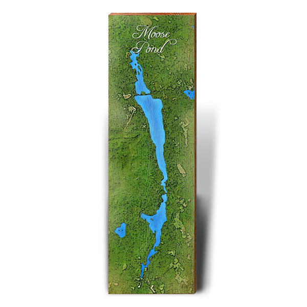 Moose Pond, Maine Map Wooden Sign | Wall Art Print on Real Wood