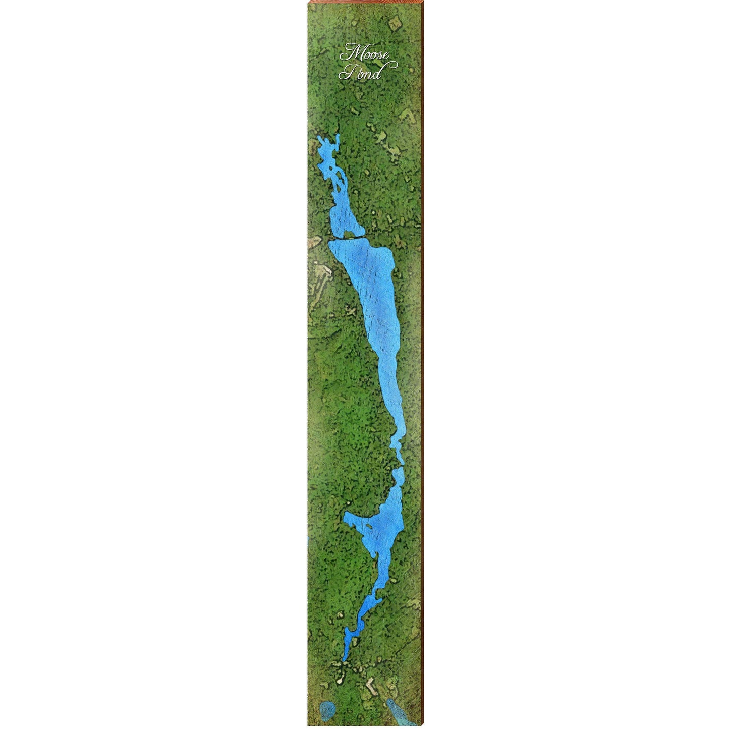 Moose Pond, Maine Lake Map Wooden Sign | Wall Art Print on Real Wood