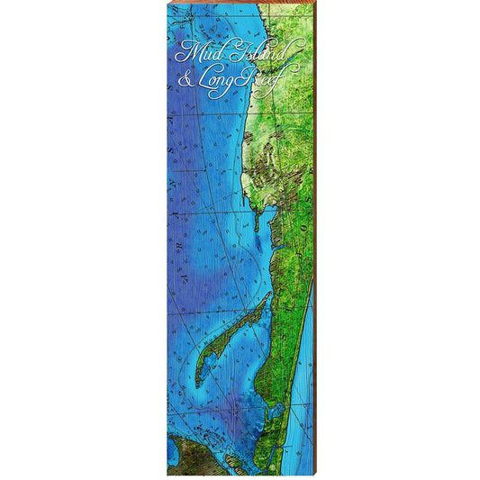 Mud Island And Long Reef Map Home Decor Art Print on Real Wood