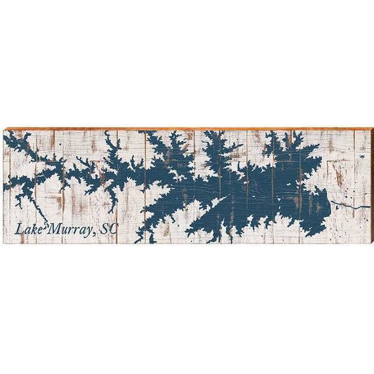 Lake Murray, SC Shabby Map Home Decor Art Print on Real Wood