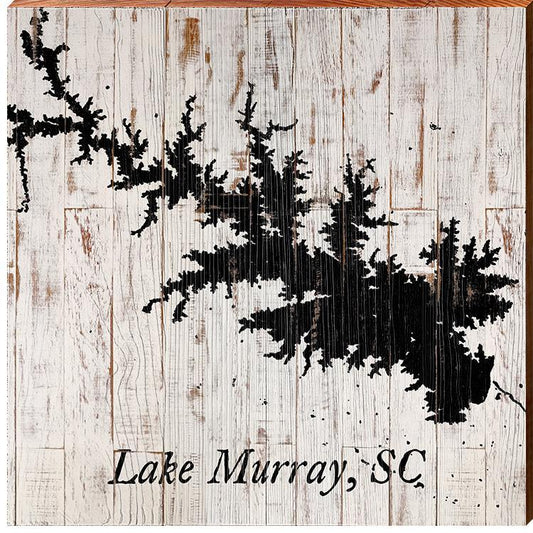 Lake Murray, South Carolina Map Wooden Sign | Wall Art Print on Real Wood
