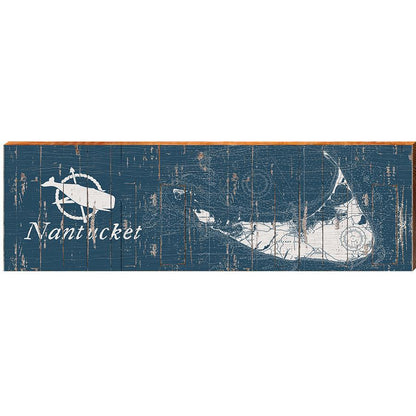 Nantucket, Massachusetts Map Wooden Sign | Wall Art Print on Real Wood