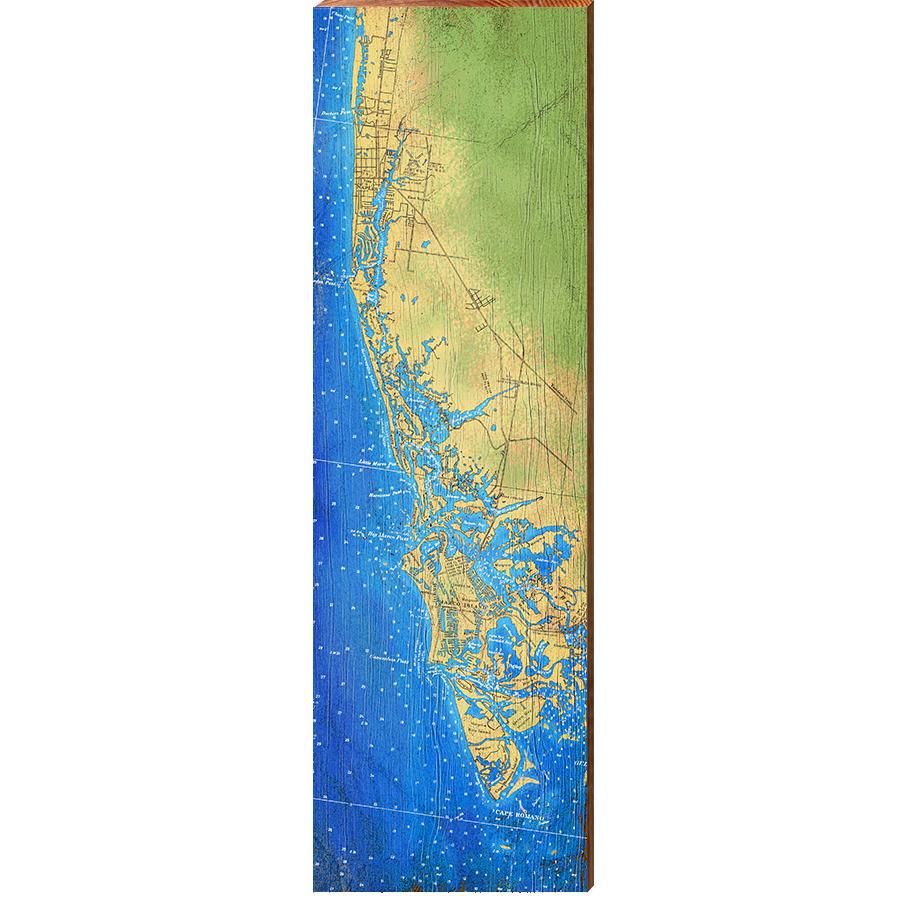 Marco Island, Florida Topographical Styled Map Wall Art | Wall Art Print on Real Wood