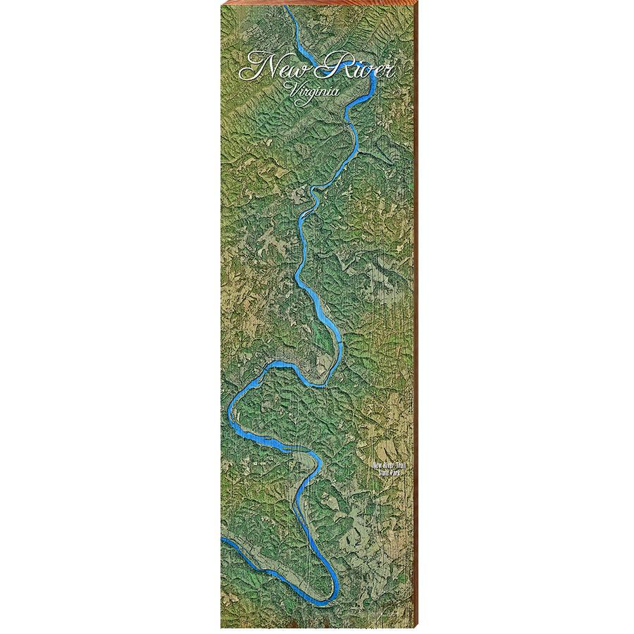 New River, Virginia Map | Wall Art Print on Real Wood – Mill Wood Art ...