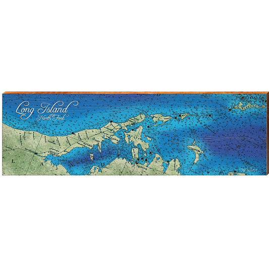 Long Island, North Fork Map Home Decor Art Print on Real Wood