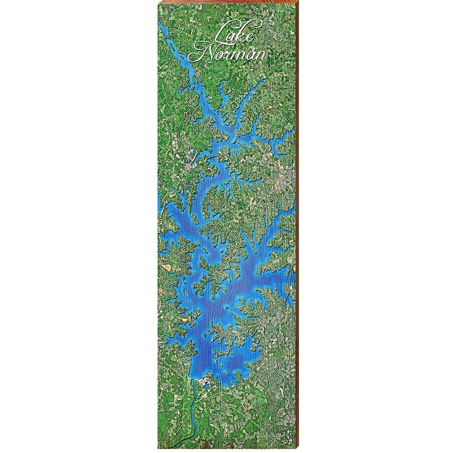 Lake Norman Map Home Decor Art Print on Real Wood