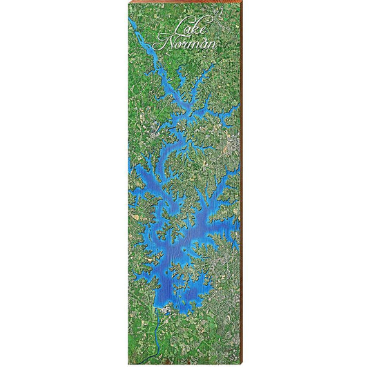 Lake Norman Map Home Decor Art Print on Real Wood