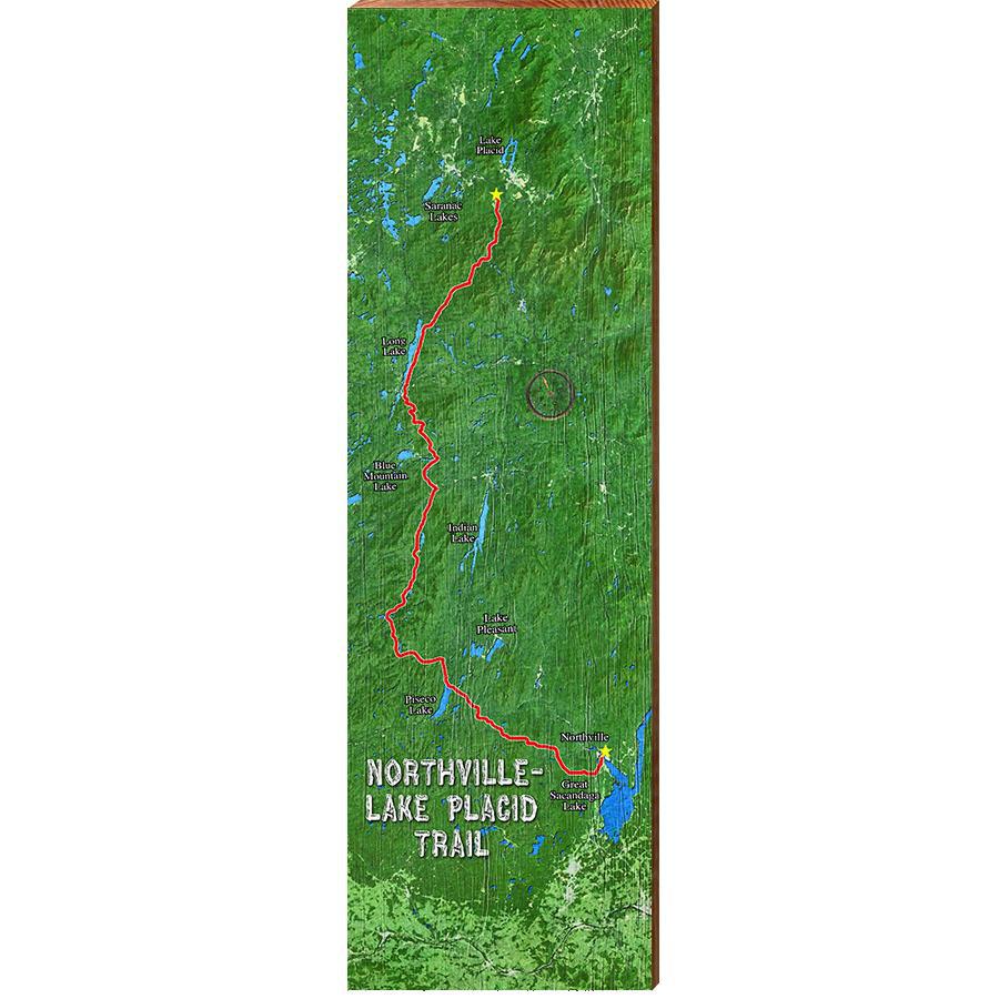 Northville Lake Placid Trail, New York Map Wooden Sign | Wall Art Print on Real Wood
