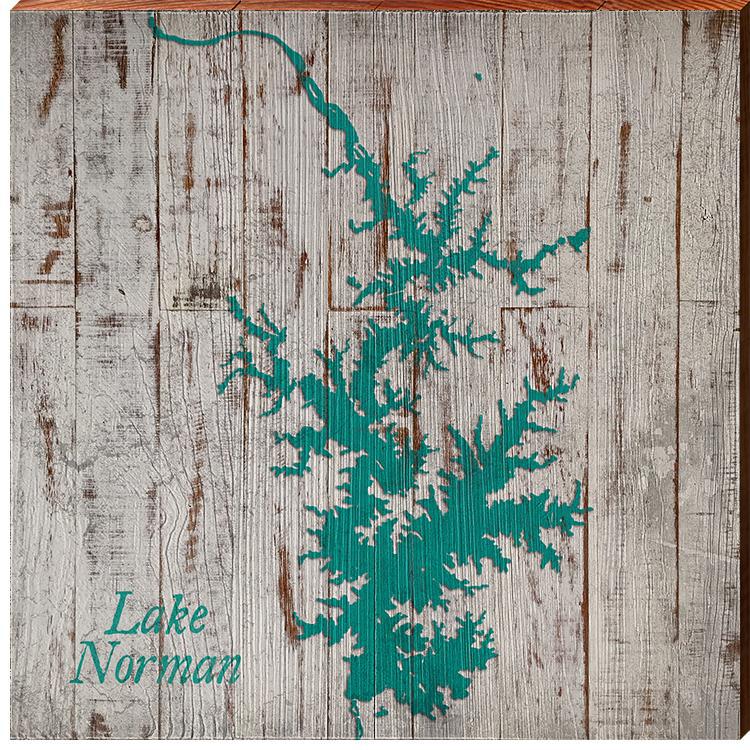 Lake Norman, North Carolina Map | Wall Art Print on Real Wood
