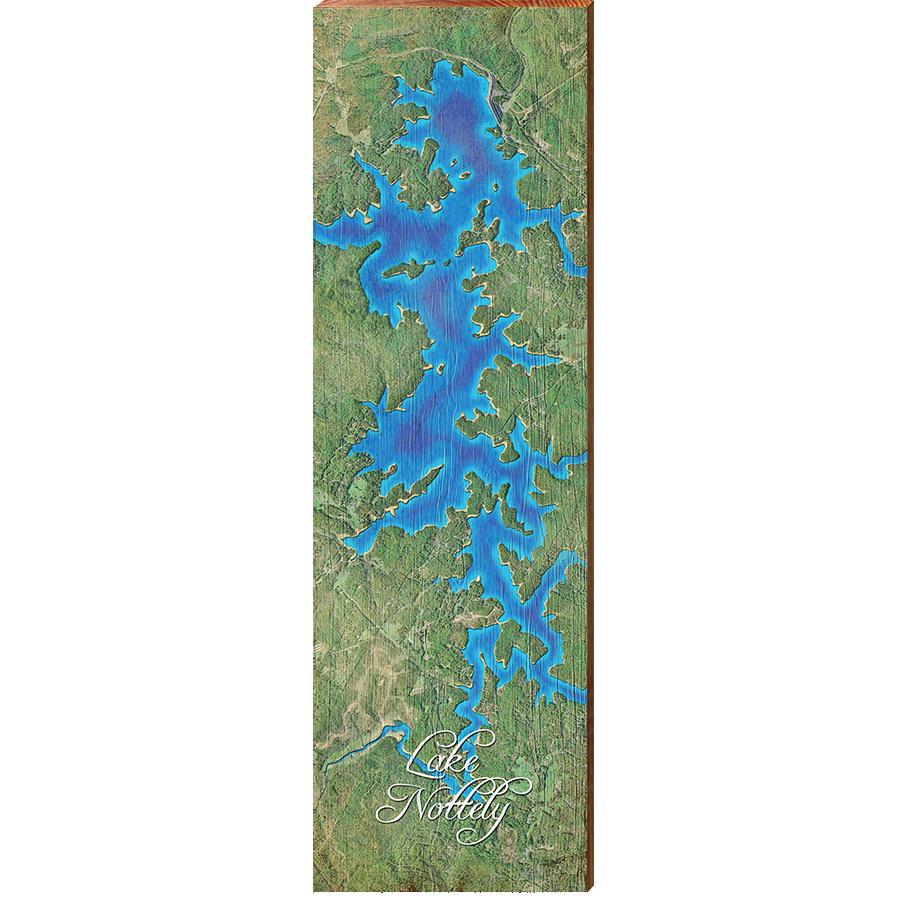 Lake Nottely, Georgia Map Wooden Sign | Wall Art Print on Real Wood