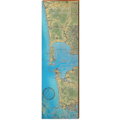 Pacific Beach To Cape Shoalwater Map Home Decor Art Print on Real Wood