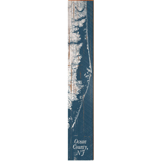 Ocean County, NJ Shabby Map Home Decor Art Print on Real Wood