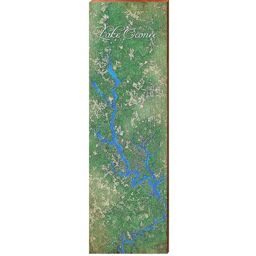 Lake Oconee, Georgia Satellite Styled Map – Mill Wood Art Wholesale