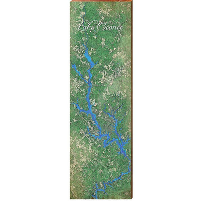 Lake Oconee, Georgia Map Wooden Sign | Wall Art Print on Real Wood