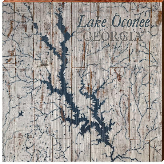 Lake Oconee, Georgia Map Wooden Sign | Wood Wall Art Print