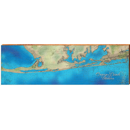 Orange Beach, Alabama Map Wooden Sign | Wall Art Print on Real Wood