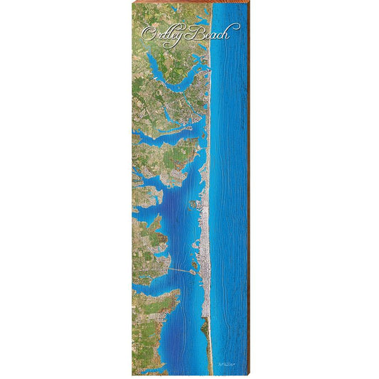 Ortley Beach Map Home Decor Art Print on Real Wood