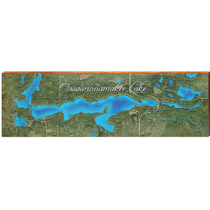 Ossawinnamakee Lake Map Home Decor Art Print on Real Wood
