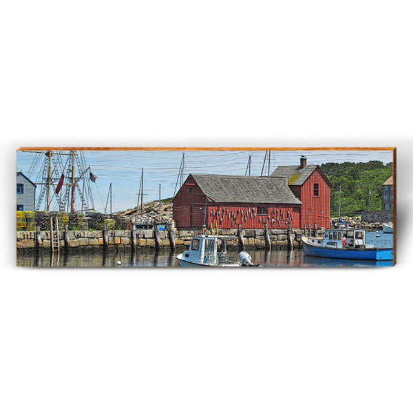 Old Town Harbor | Wall Art Print on Real Wood