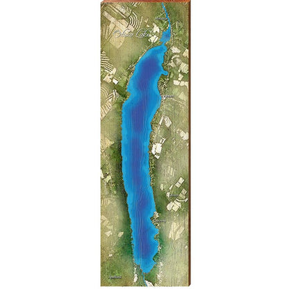 Otisco Lake Map Home Decor Art Print on Real Wood