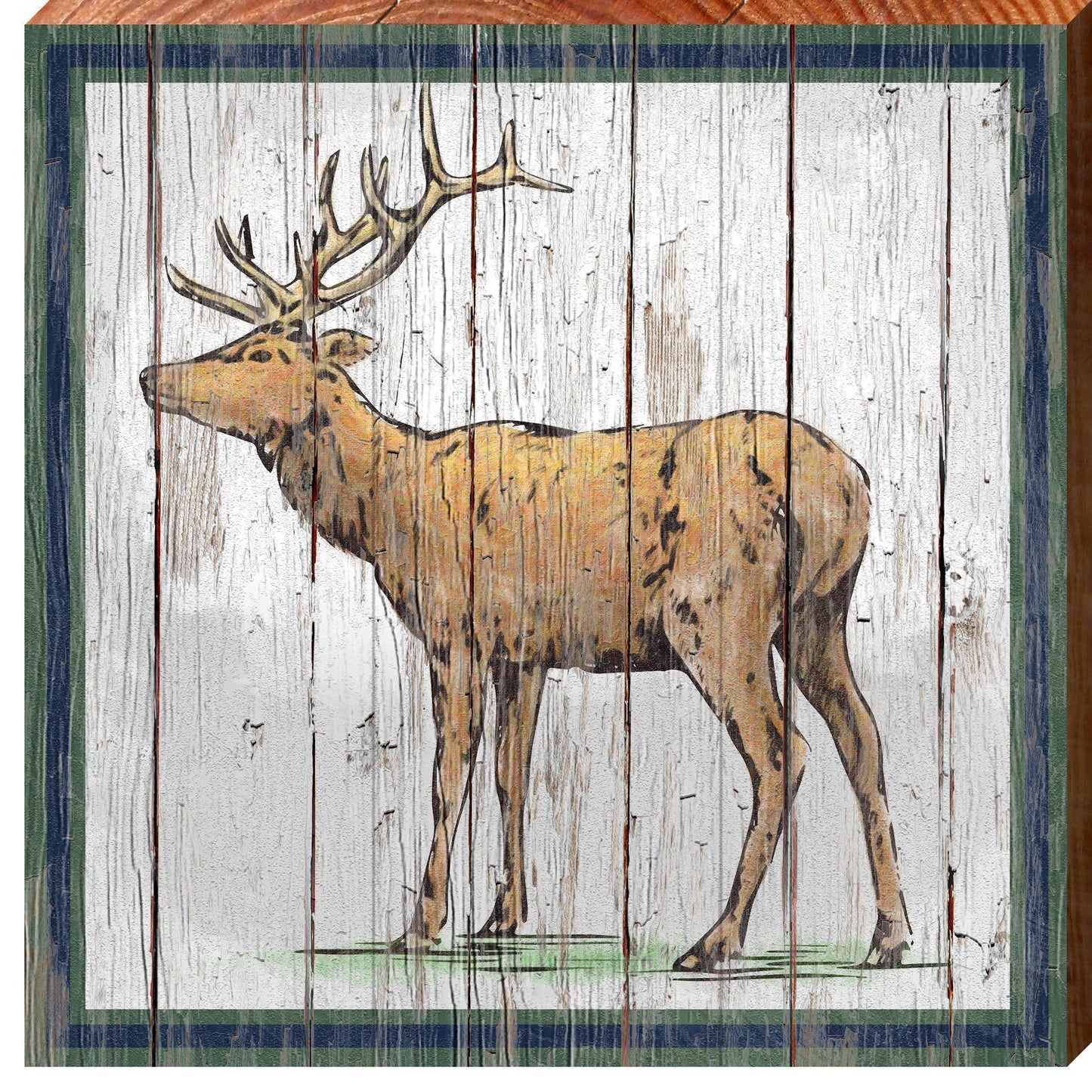 Buck Rustic | Wall Art Print on Real Wood Sign