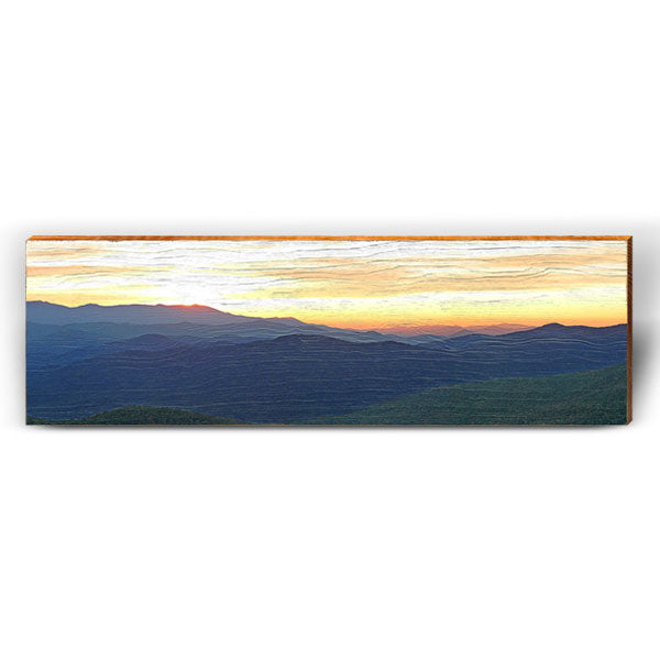 Mountain Sunset | Wall Art Print on Real Wood