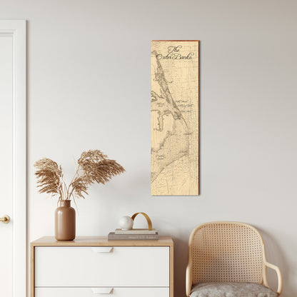 Outer Banks, North Carolina Vintage Original Topographical Map Sign | Wall Art Print on Real Wood