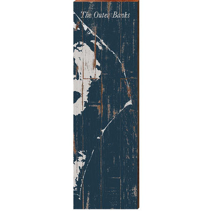 The Outer Banks, North Carolina Shabby Map Wooden Sign | Wall Art Print on Real Wood