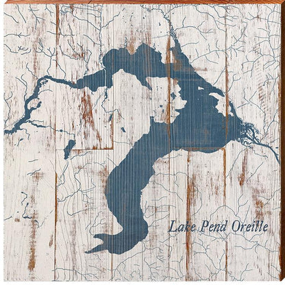 Lake Pend Oreille, Idaho Map Wooden Sign | Wall Art Print on Real Wood