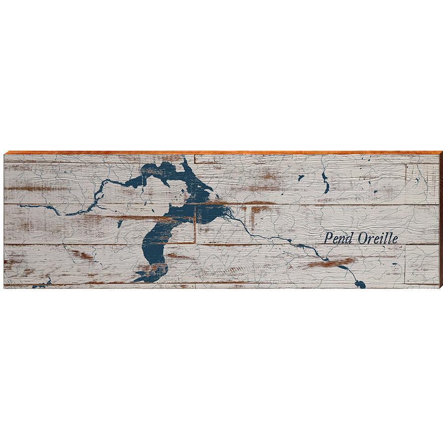 Lake Pend Oreille, Idaho Map Wooden Sign | Wall Art Print on Real Wood