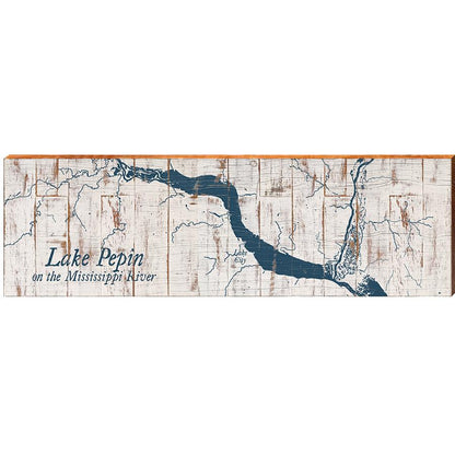 Lake Pepin Shabby Map Home Decor Art Print on Real Wood