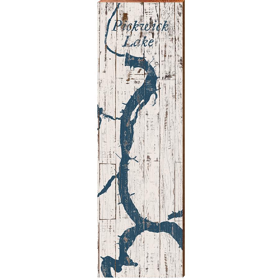 Pickwick Lake, Alabama Navy & White Map Wooden Sign | Wall Art Print on Real Wood