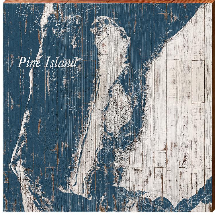 Pine Island, Florida Map Wooden Sign | Wall Art Print on Real Wood
