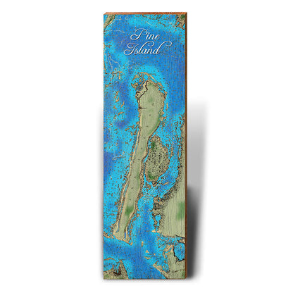 Pine Island, Florida Map Wooden Sign | Wall Art Print on Real Wood