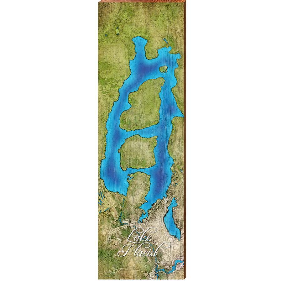 Lake Placid Map Home Decor Art Print on Real Wood