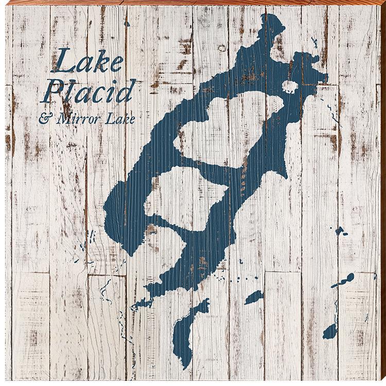 Lake Placid, New York Map | Wall Art Print on Real Wood
