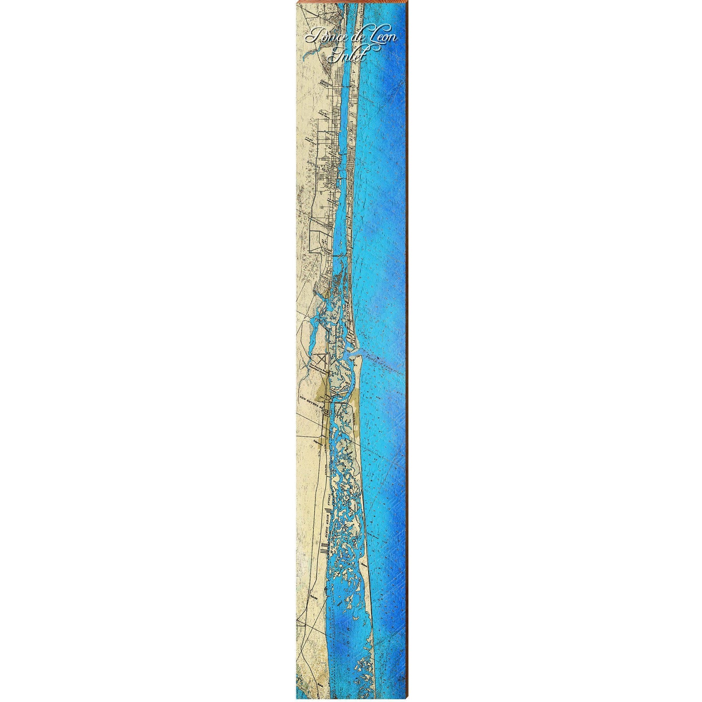 Ponce de Leon Inlet, Florida Topographic Map | Wall Art Print on Real Wood
