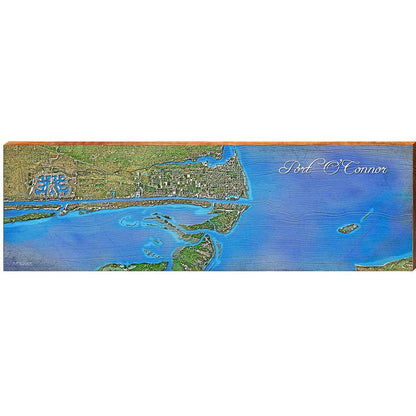 Port O'Connor Map Home Decor Art Print on Real Wood