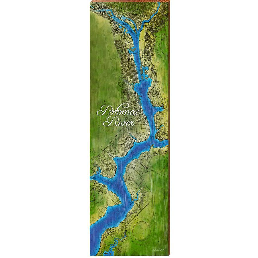 Potomac River Map Wooden Sign | Wal Art Print on Real Wood | Mountain Cabin Lodge House Home Decor