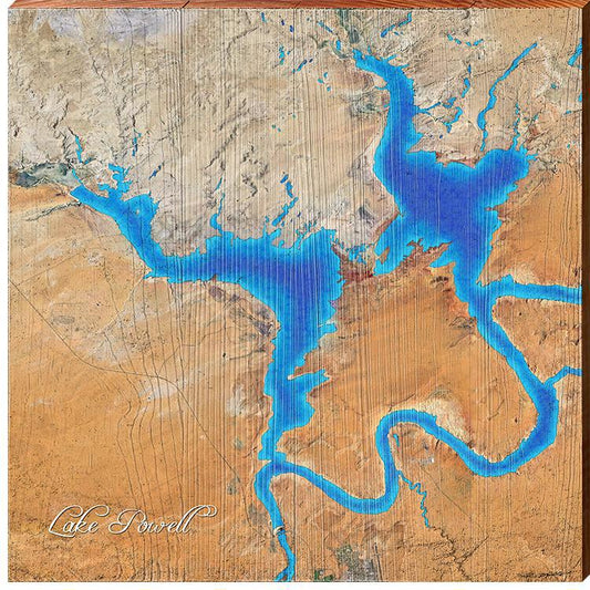 Lake Powell, Arizona Map | Wall Art Print on Real Wood