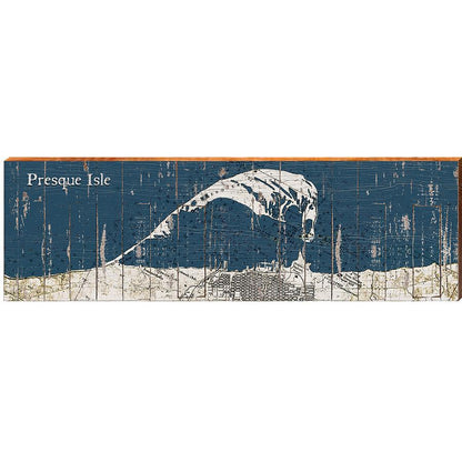 Presque Isle Shabby Map Home Decor Art Print on Real Wood