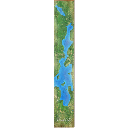 Priest Lake, Idaho Satellite Styled Map Large Wall Art | Wall Art Print on Real Wood