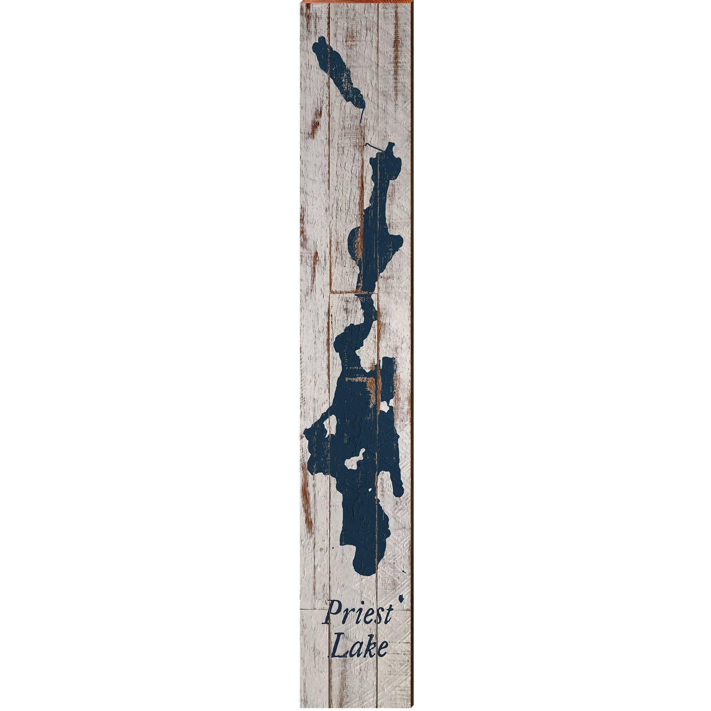 Priest Lake, Idaho Map | Wall Art Print on Real Wood