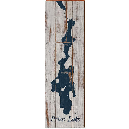 Priest Lake, Idaho Map Wooden Sign | Wall Art Print on Real Wood