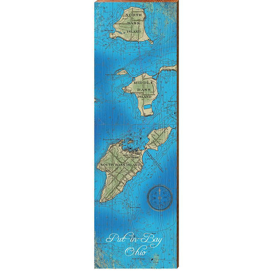 Put-in-Bay, Ohio Map Home Decor Art Print on Real Wood