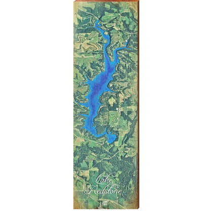 Lake Redstone Map Home Decor Art Print on Real Wood