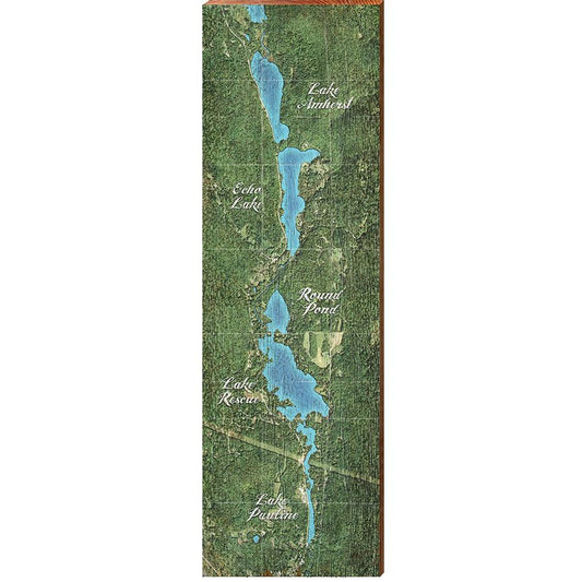 Lake Rescue, Vermont Map Home Decor Art Print on Real Wood