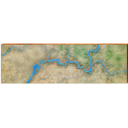 Lake Roosevelt Map Home Decor Art Print on Real Wood