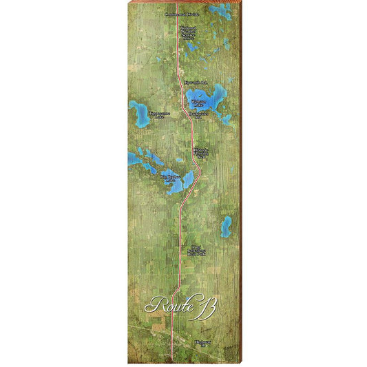 Route 13, Indiana Map Wooden Sign | Wall Art Print on Real Wood